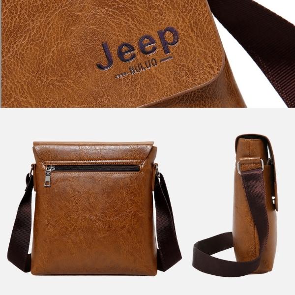 Bolsa Masculina de Couro Jeep Transversal Impermeável Pocket Bag + Brinde Grátis (Carteira de Couro Slim Jeep)