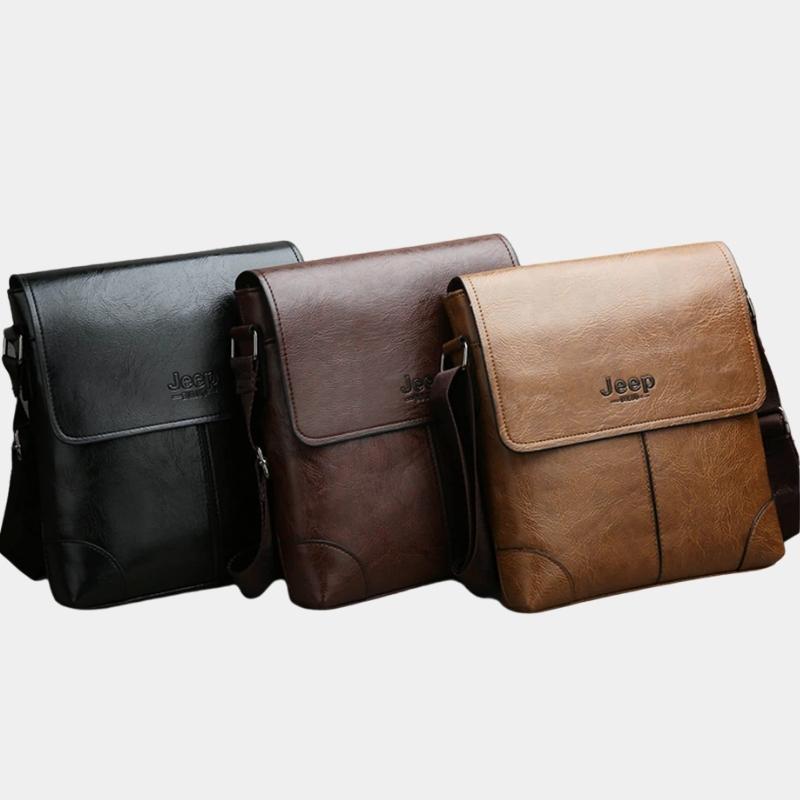 Bolsa JEEP Masculina Transversal de Couro Legítimo - Crossbody Bag