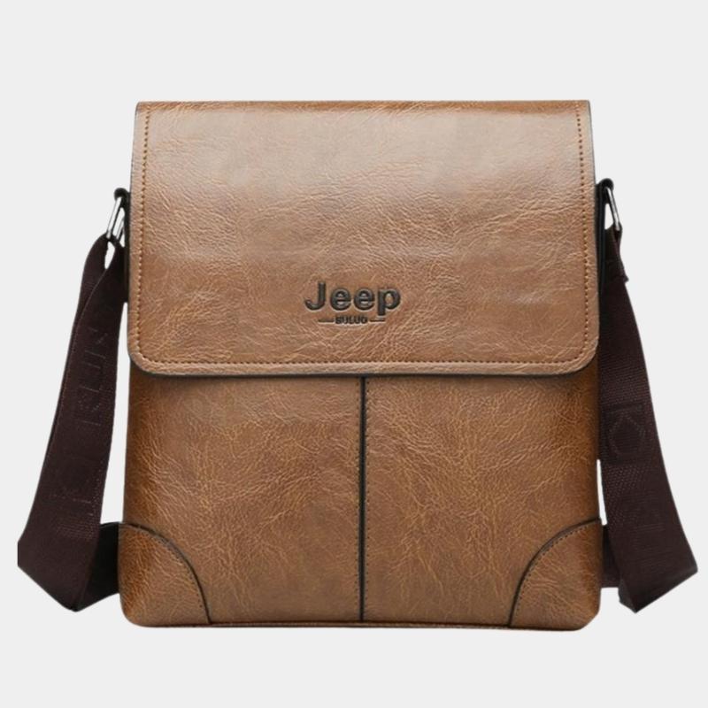 Bolsa JEEP Masculina Transversal de Couro Legítimo - Crossbody Bag