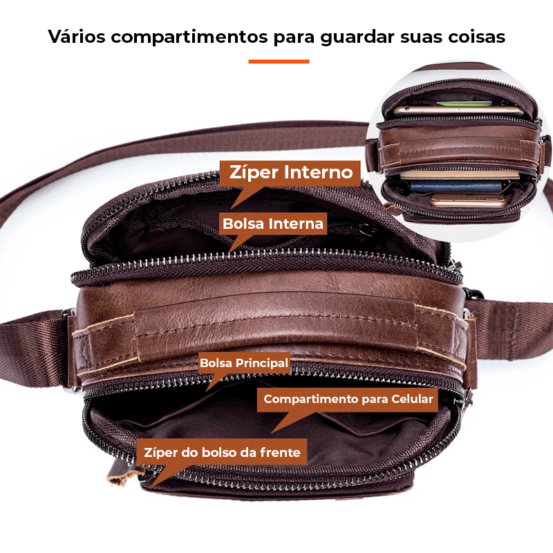 Bolsa Masculina De Couro Legítimo - King